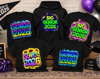 Plantillas de diseño para camisetas de graduación de 2026: Diseños personalizables (Se requiere Canva Pro) (Descarga digital)