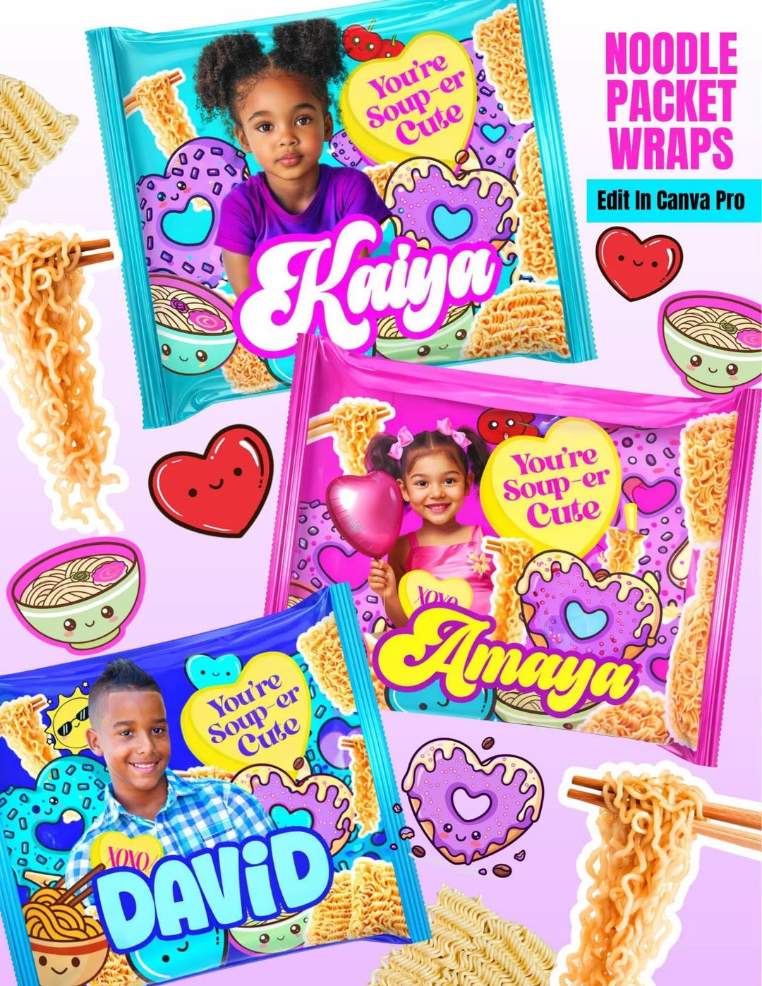 Editable Noodle Packet Wrapper | Canva Template (digital Download) - Etsy