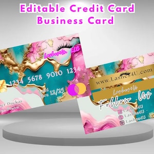 Tarjeta de presentación de tarjeta de crédito editable, totalmente personalizable en Canva, descarga instantánea, tarjeta de presentación de crédito, tarjetas de presentación, estilo de tarjeta de crédito