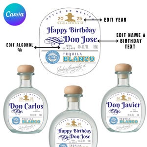 Custom Tequila Label Template| Editable Birthday Bottle Label| Canva Pro Required| Printable Tequila Label| Groomsmen & Bachelorette Favors