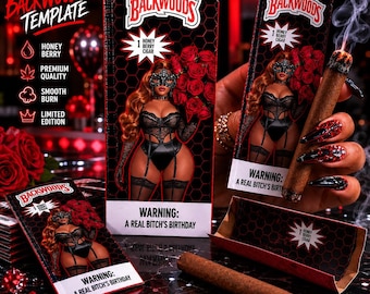Editable Cigar Wrap Template, DIY Party Favors (Canva Pro)