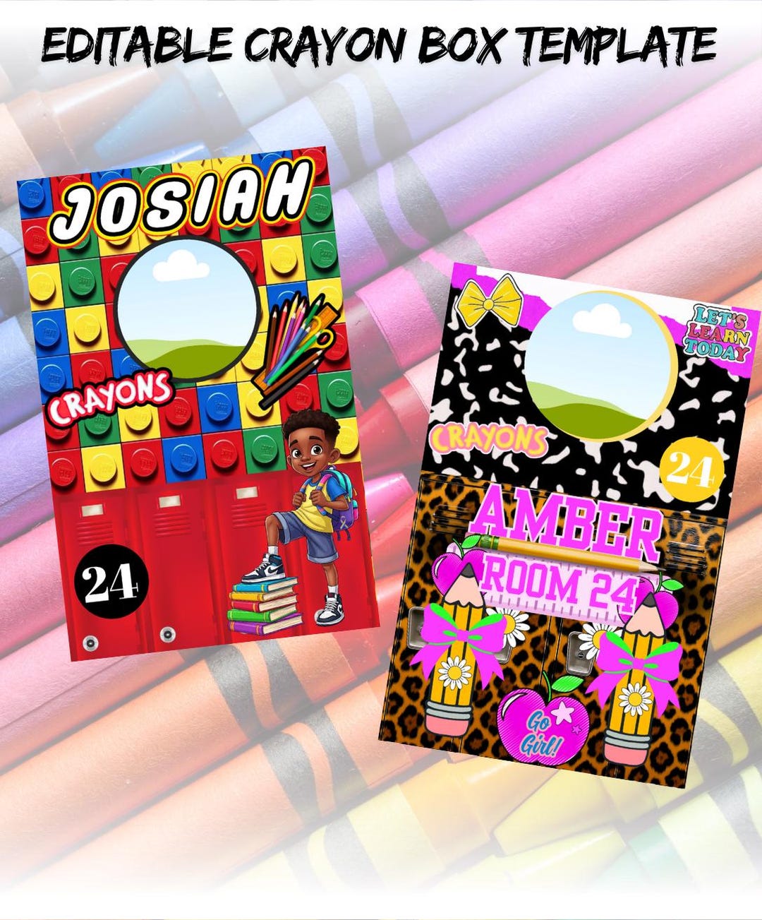 Editable Crayon Box Template Bundle: Back to School DIY (canva Pro ...