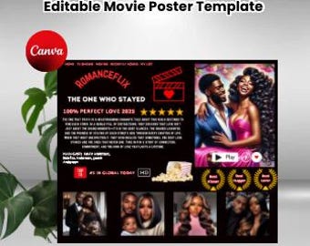 Loveflix Template | Customizable Love Notes | Personalized Romantic Design | Editable Canva Template | Digital Instant Download