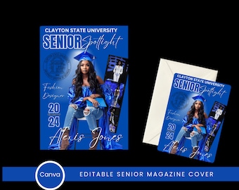 Editable Senior Magazine Cover Template: Canva Graduation Announcement (Digital)