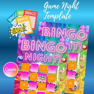 Editable Bingo Night Game Template: Customizable Party Bingo (Canva Pro Required) (Digital Download