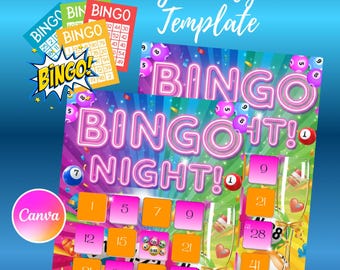 Edytowalny szablon gry w bingo na wieczór: Dostosowywalne bingo na imprezę (wymagany Canva Pro) (pobieranie cyfrowe)