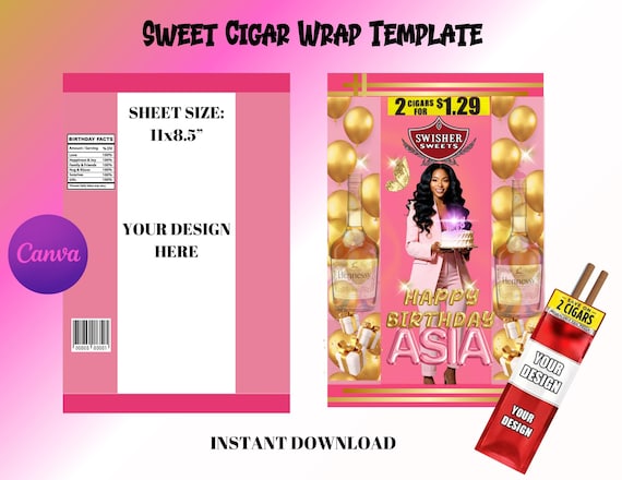 Editable Cigar Wrapper Template, Canva Printable Sheet (Digital Download)