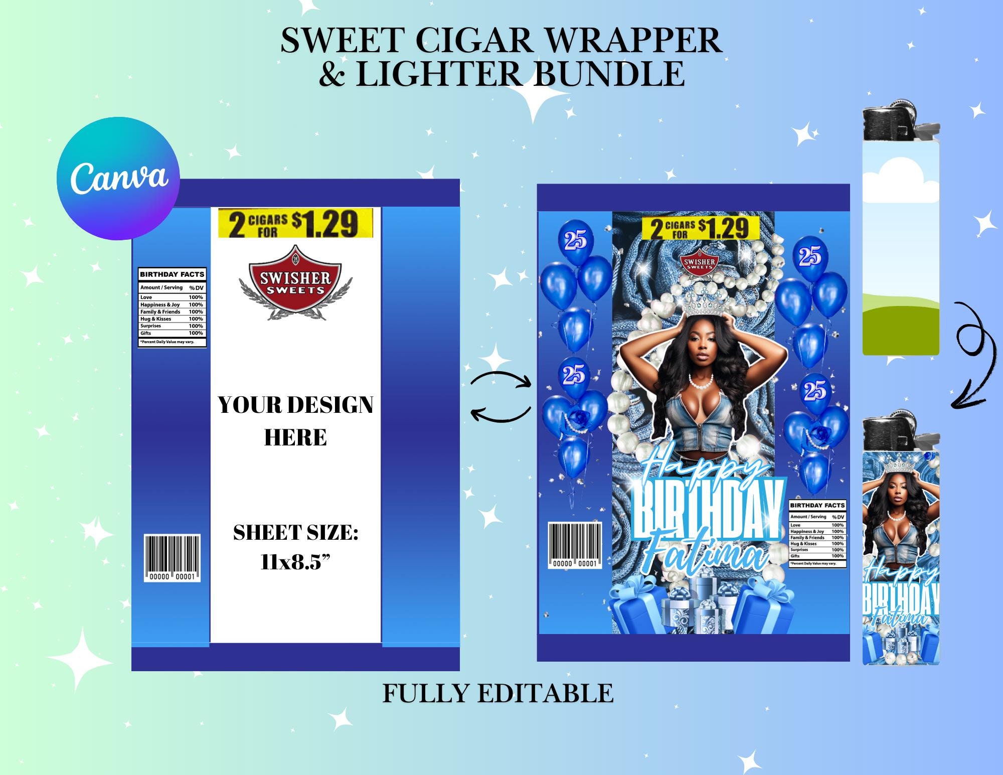 Sweet Cigar Wrapper Template, Editable Full Wrapper,Cigarette Pack,Canva, Printable Sheet, Instant Download, Editable Template, Party Favor