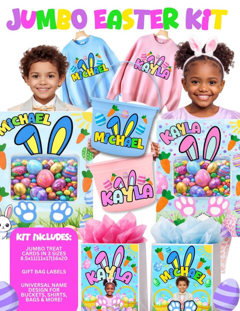 Editable Easter Goodie Kit Template Bundle, Jumbotreat Cards (instant ...