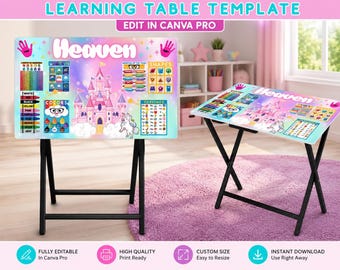 Editable Learning Table Template: Custom Name, Preschool Education (Canva Pro, Digital Download)