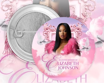 Modèle d'épingle pour bouton commémoratif : motif rose commémoratif (modèle canevas) (téléchargement numérique)