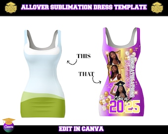 Graduation Sublimation Dress Template: Editable Canva Design (Digital Download)