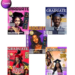 Editable Graduation Magazine Cover Template: 2025 Keepsake (Canva)