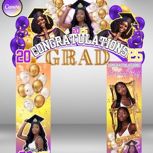 Editable Graduation Arch Entry Template, Customizable Canva Graduation Decor, Arch Graduation, Graduation Entrance Arch Editable, Canva DIY