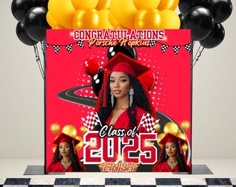 Banner de Formatura Editável: Decoração de Festa Personalizável, Modelo Canva (Download Digital)