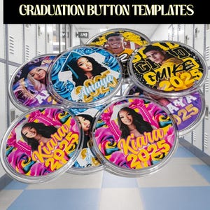 Editable Gradution Button Templates, Grad Badge Designs, Custom Graduation Buttons, Printable Grad Badge, Senior 2026 Templates, Canva Pro