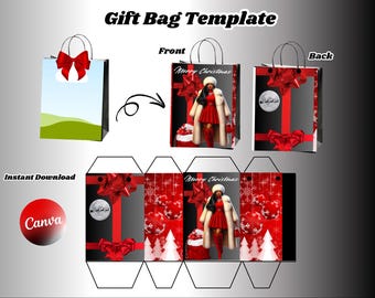 Edytowalny szablon torby prezentowej dla serwisu Canva: etykieta na upominki na imprezę (do pobrania w wersji cyfrowej)