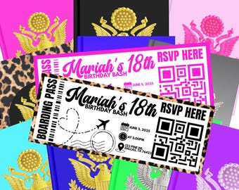 Editable Passport Invitation Template Bundle: Travel Theme Party Invites (Canva Pro, Digital Download)