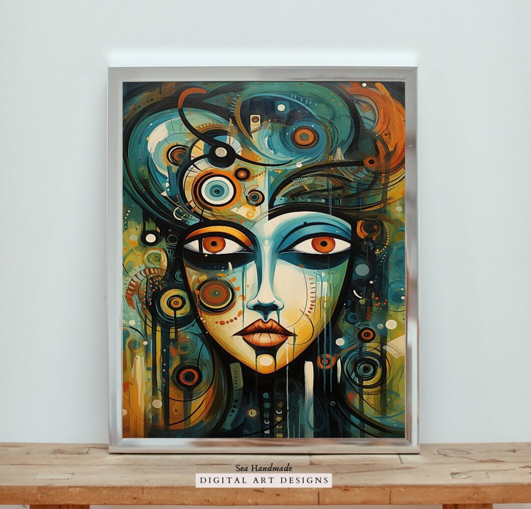 Vintage Woman Face Wall Art Retro Woman Face Wall Art Woman Etsy