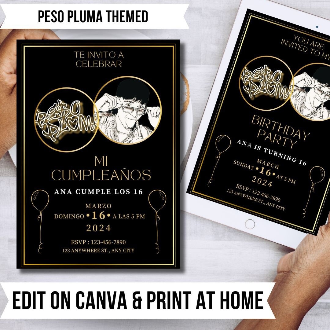 Peso Pluma Birthday Invitation Customizable Doble P English Spanish Peso Pluma Birthday Invitation Customizable Doble P English Spanish
