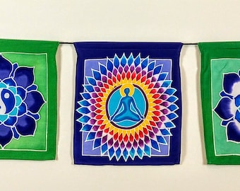 MEDITATIVE BUZZ Prayer Flags Hand Painted Batik