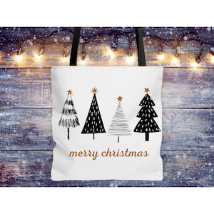Christmas Tree Tote Bag, Christmas Gift Bag, Holiday Gift for Women, Christmas Present Tote Bag, Holiday Gift Totes, Christmas Tote Bag