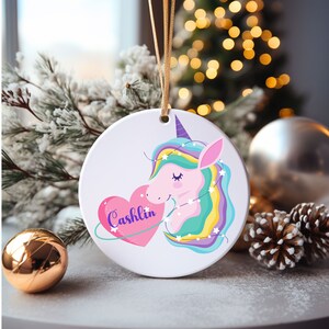 Personalized Unicorn Ornament, Custom Christmas Ornament for Her, Christmas Decor, Unicorn Ornament, Unicorn Keepsake, Gift for Girls