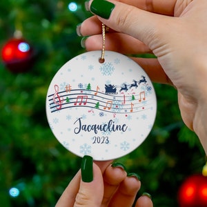 Personalized Music Notes Christmas Ornament Music Gift for Music Lover Music Themed Decor for Christmas Tree Music Ornament Music Teacher