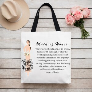 Maid of Honor Tote Bag, Bridal Party Gifts, Bridesmaid Gift, Maid of Honor Gift, Wedding Gift Bag, Bridesmaid Proposal Gift, Matron of Honor