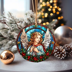 Buntglas Stil Engel Ornament, Engel Weihnachtsverzierung, Urlaub Geschenkideen, Weihnachtsengel Dekoration, Familie Andenken, Urlaub Dekor