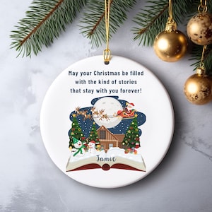 Personalized Book Ornament Gift for Book Lovers Bookish Gift Christmas Gift Librarian Ornament Book Lover Ornament Book Club Gift Bookworm