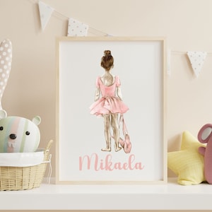 Personalized Ballerina Wall Art, Gift for Ballerina, Custom Name Art, Ballerina Room Decor, Nursery Wall Art, Girls Nursery, Custom Gift