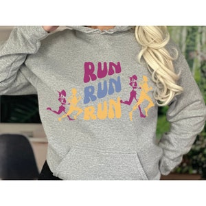Run sudadera maratón suéter correr camisa regalo para corredor retro sudadera con capucha corriendo sudadera maratón regalo suéter de mujer sudadera deportiva con capucha