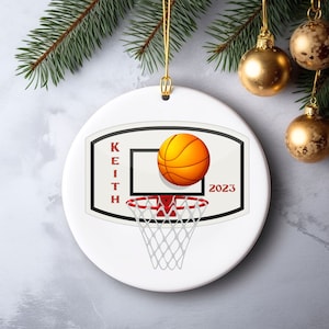Personalized Basketball Christmas Ornament, Gift for Basketball Lover, Gift for Coach, Custom Basketball Backboard Ornament, Sports Ornament