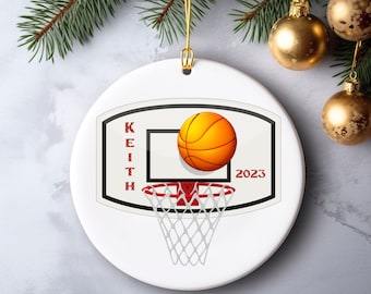 Personalized Basketball Christmas Ornament, Gift for Basketball Lover, Gift for Coach, Custom Basketball Backboard Ornament, Sports Ornament