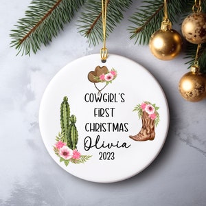 Cowgirl Baby First Christmas Ornament Personalized Baby&#39;s First Christmas Ornament Western Christmas Ornament Keepsake Ornament