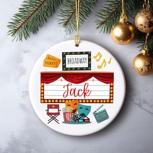 Personalized Theatre Christmas Ornament,  Broadway Ornament, Custom Keepsake Gift, Actor Actress Performer, Musical Play Stage, Drama Club