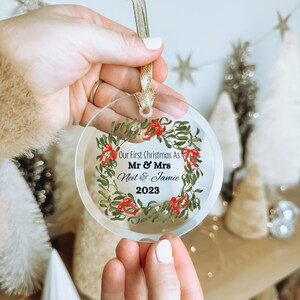 First Christmas as Mr and Mrs Ornament Newlywed Gift Personalized Married Couple Ornament Wedding  Gift Keepsake Couple&#39;s Christmas Decor