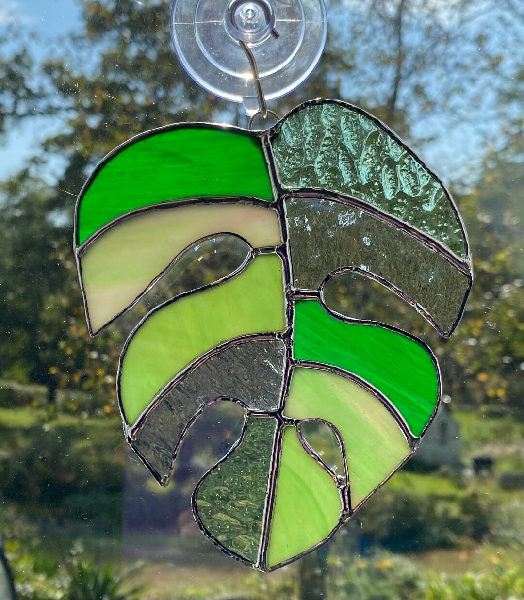 Monstera Leaf Stained Glass Suncatcher Etsy