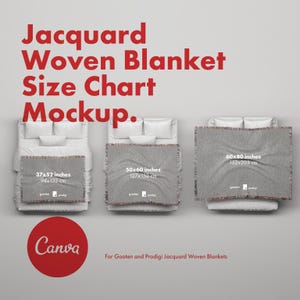 Jacquard Woven Blanket Size Chart Mockup for Canva (Horizontal Designs) - Wrinkled Style