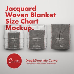 Jacquard Woven Blanket Size Chart Mockup for Canva - Wrinkled Style