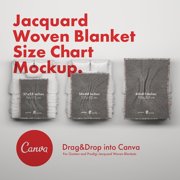 Maquette de tableau des tailles de couverture tissée en jacquard pour Canva - Style froissé