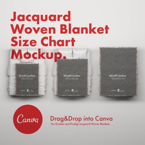 Jacquard Woven Blanket Size Chart Mockup for Canva - Flat Style