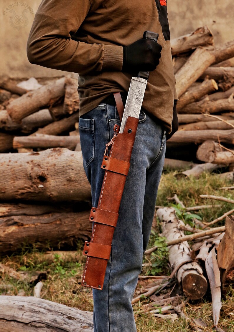 Jungle Machete Knife/ 18'' hand Damascus bolo machete, Hunting