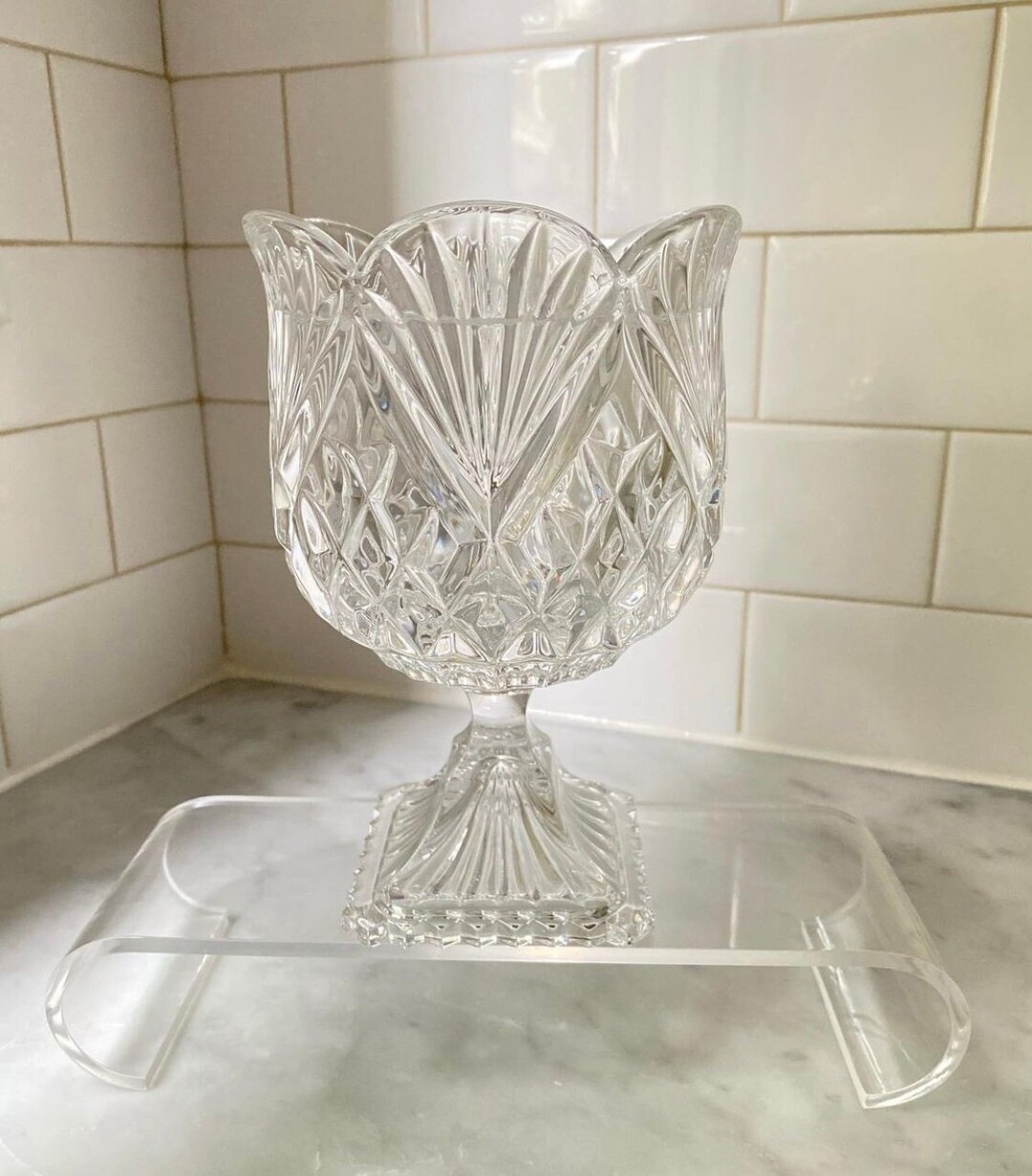 Vintage 24 Lead Crystal Pedestal Vase Etsy