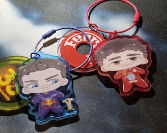 F1 Max Verstappan and Charles Leclerc keychains