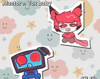 Hazbin Hotel Vox and Alastor baby keychain
