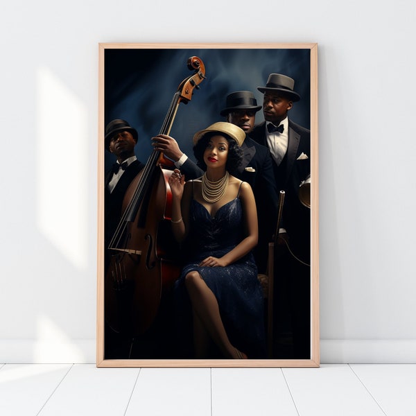 Black Musicians Wall Art, Digital Downloads, Printable Black Art, Black Art Jazz Scene, Black Art Musician,  - 1920s Jazz Band