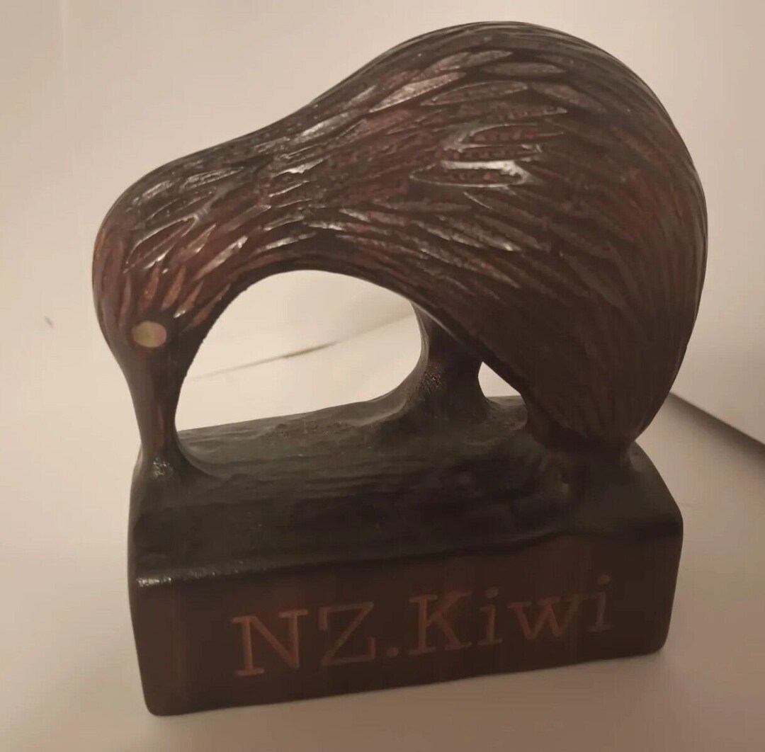 Hand Carved Wood Kiwi Bird 1980's Vintage N.Z. KIWI Etsy