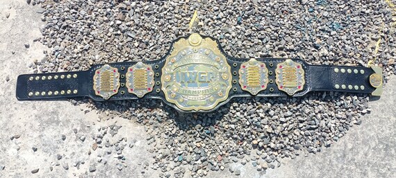 New IWGP v4 Heavyweight Championship Replica belt, free Custom Nameplates), 5 layer Plates, 24k Gold Plated, Hand Tooled Leather Strap,